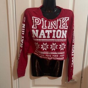 PINK Victoria's Secret Vibrant Red Holiday Crop Top